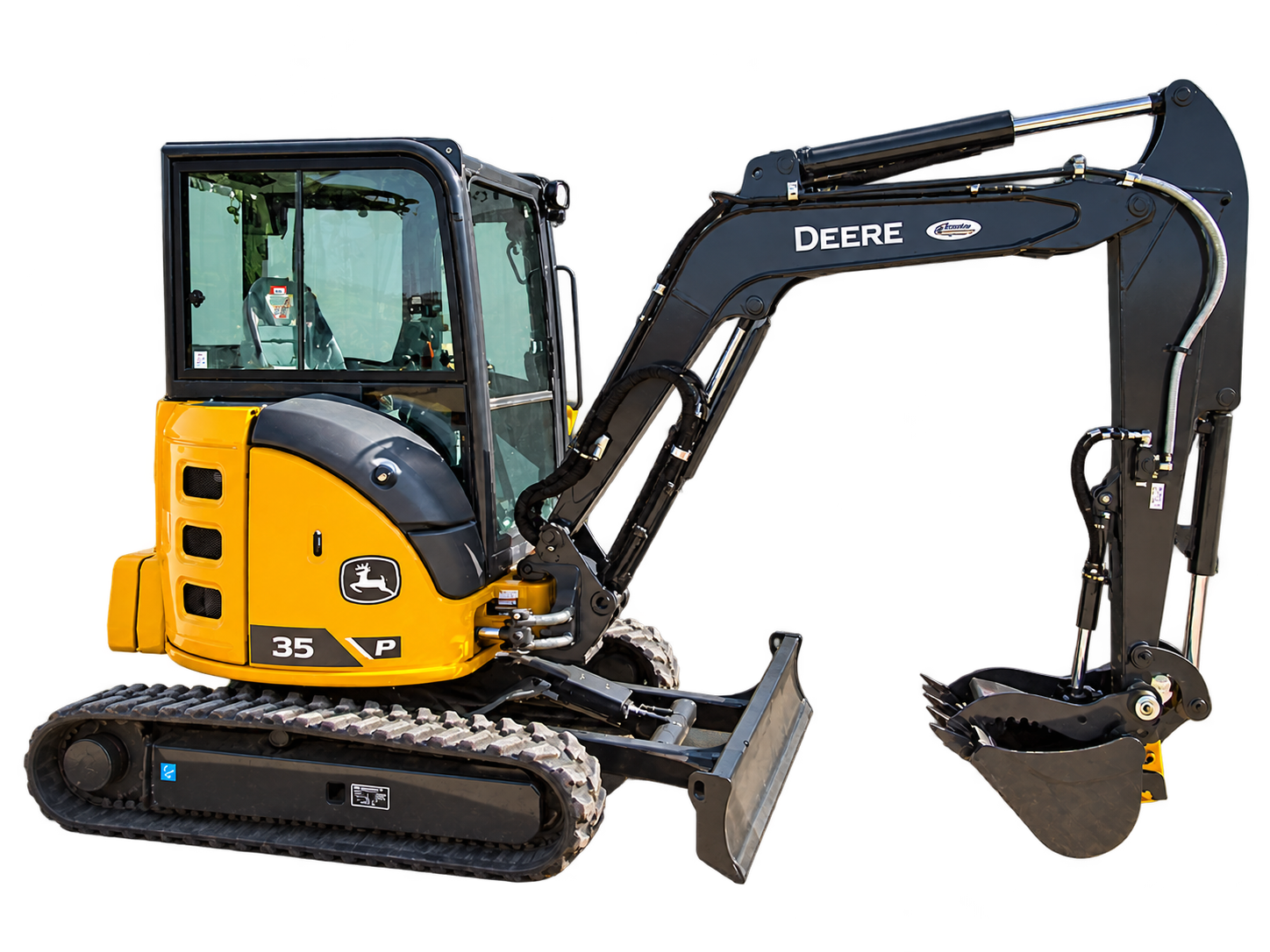 John Deere 35P excavator on transparent canvas